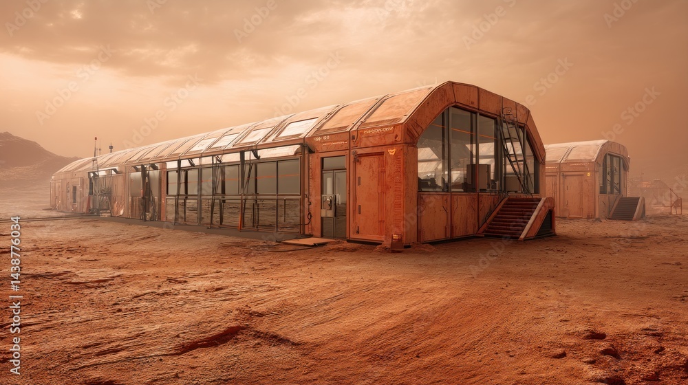 Martian habitat complex on dusty red planet Martian habitat complex on dusty red planet