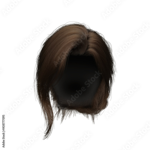 3d render brunette messy tied hair isolated