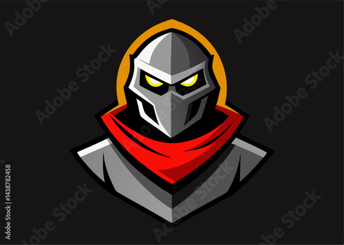 Stealth Warrior: A captivating and stylized depiction of a formidable masked warrior, exuding an aura of mystery and strength in this striking emblem.
