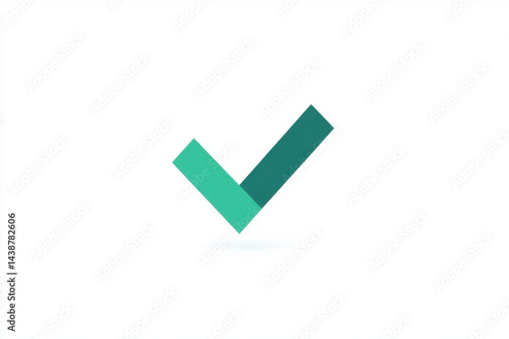 Modern check mark icon. Simple, clean, and visually appealing design using teal and teal-green hues. Ideal for user interfaces, web design, or other applications needing a clear confirmation symbol Modern check mark icon. Simple, clean, and visually appealing design using teal and teal-green hues. Ideal for user interfaces, web design, or other applications needing a clear confirmation symbol