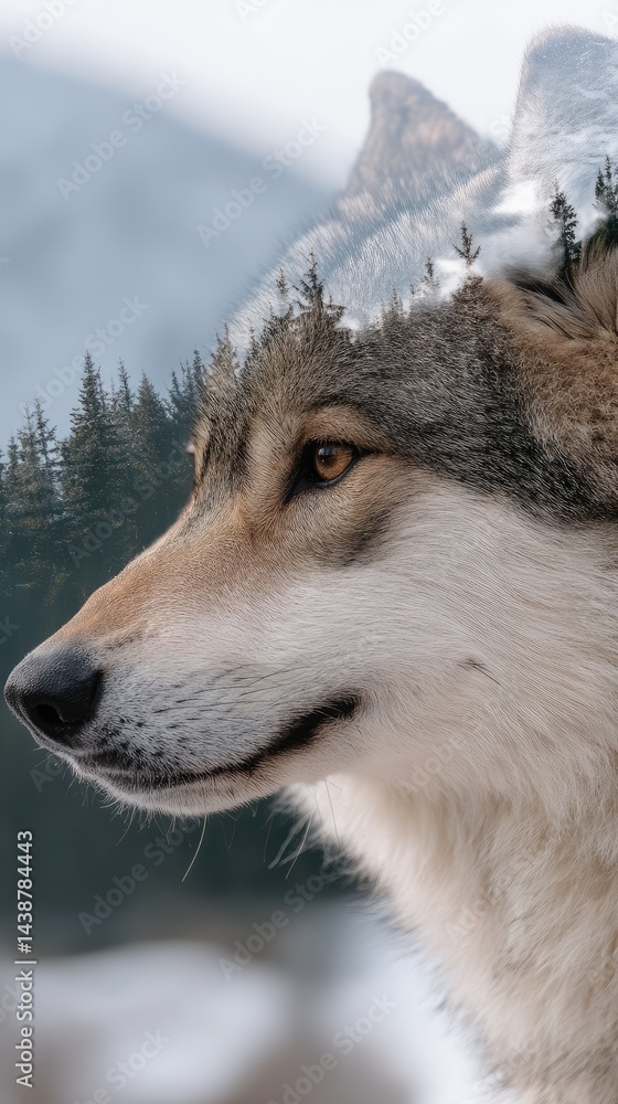 Obraz premium Wild wolf in snowy mountains