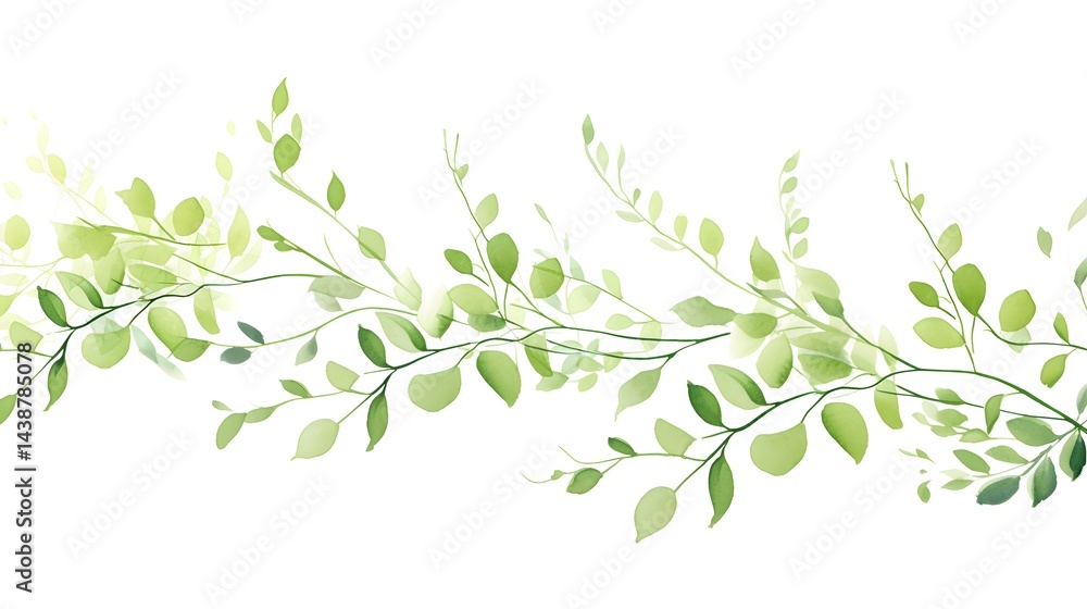 Tender Green Branches Frame on White Background for Weddings and Events Tender Green Branches Frame on White Background for Weddings and Events