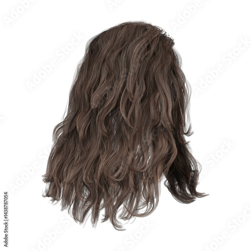 3d render medium brunette fashion curly hair isolated