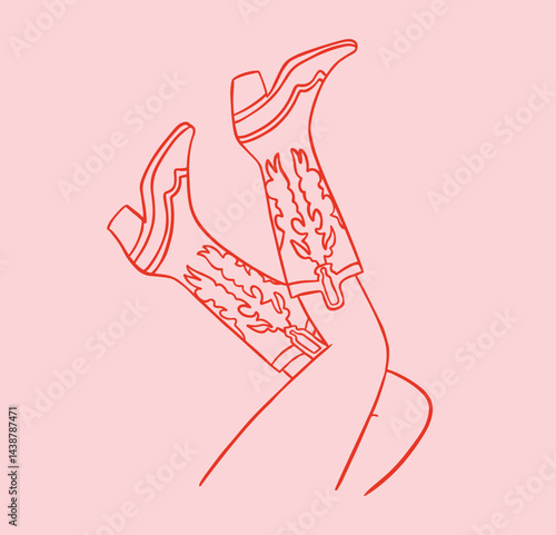Cowgirl boots whimsical illustration.