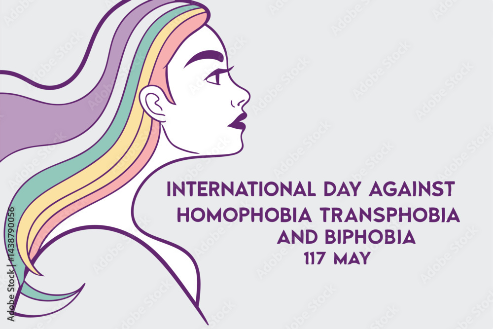 International Day Against Homophobia, Transphobia, and Biphobia Illustration With Rainbow Hair and Minimalist Style. International Day Against Homophobia, Transphobia, and Biphobia Illustration With Rainbow Hair and Minimalist Style.