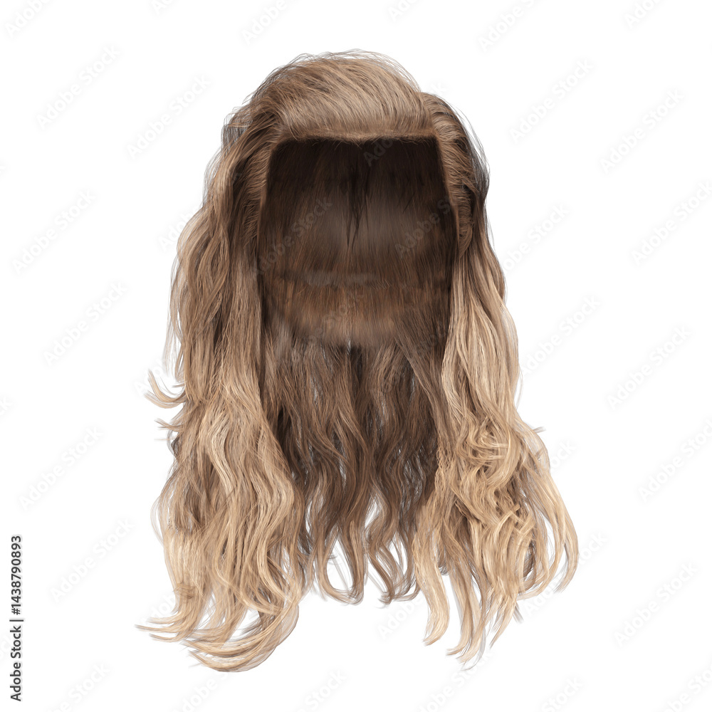 Fototapeta premium 3d render blond medium fashion curly hair isolated