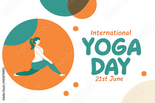 International Yoga Day Illustration with Woman in Pose for Wellness on 21st June Celebration.