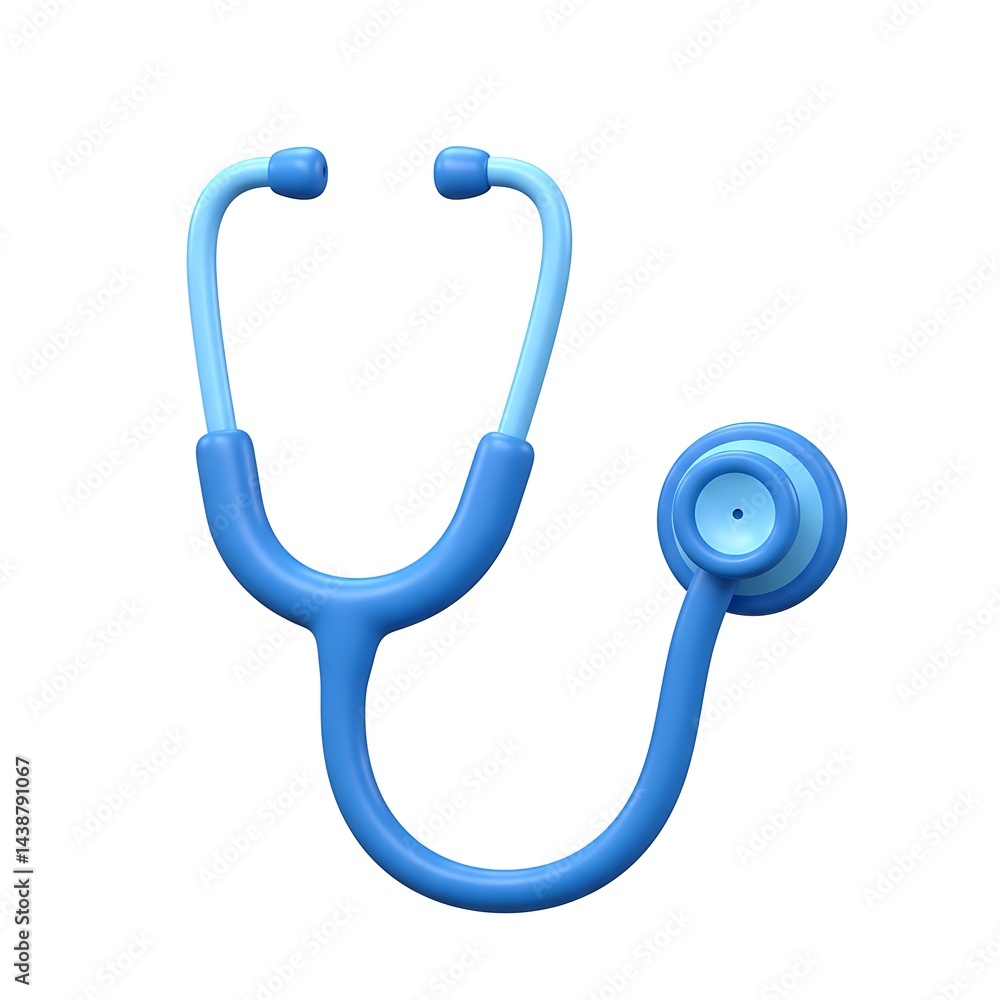 Cute Blue Cartoon Stethoscope: Medical Icon, 3D Rendered, Isolated on White Background, Perfect for Cute Blue Cartoon Stethoscope: Medical Icon, 3D Rendered, Isolated on White Background, Perfect for