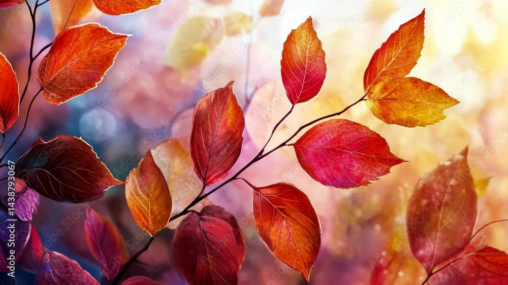 Vibrant autumn leaves swaying gently in the breeze Vibrant autumn leaves swaying gently in the breeze
