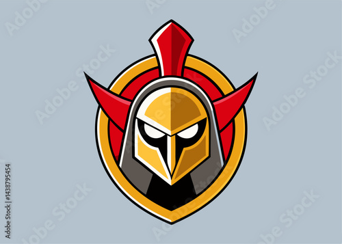 Spartan Warrior Emblem: A stylized emblem featuring the resolute visage of a Spartan warrior, complete with a crested helmet, evoking strength, valor, and ancient heritage. 