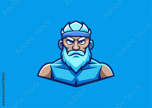Illustrative Guardian: A captivating cartoon illustration of a stern, bearded figure embodying strength and protection, set against a vibrant backdrop, representing a protector or leader.