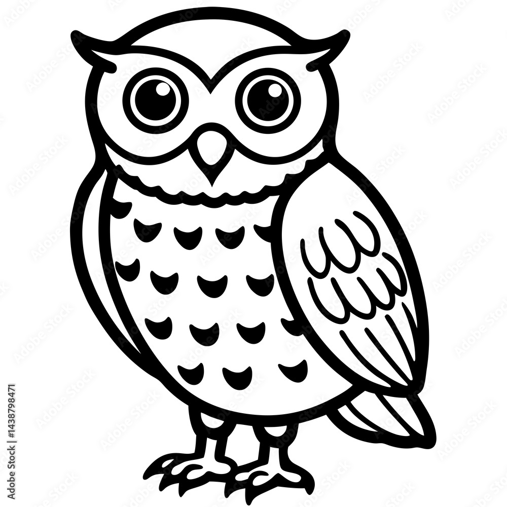 Minimal Spotted Owlet Vector on White Minimal Spotted Owlet Vector on White