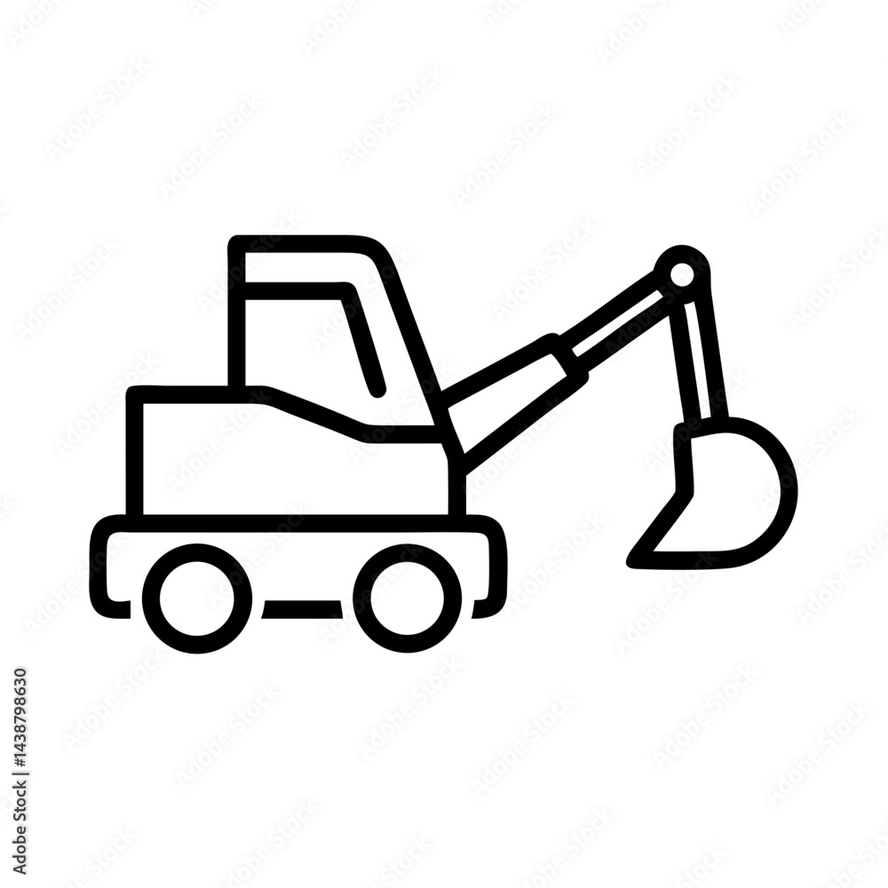 Fototapeta premium Backhoe loader machinery, icon, vector