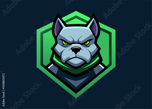 Fearless Guardian: A formidable canine symbol, embodying strength and resolve. This striking illustration showcases a powerful dog, exuding an aura of protection.