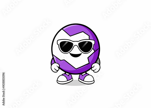 Egg Cartoon Mascot: An egg-shaped cartoon character, stylishly adorned with sunglasses and a charming smile, exudes confidence, representing youth, happiness and joy.