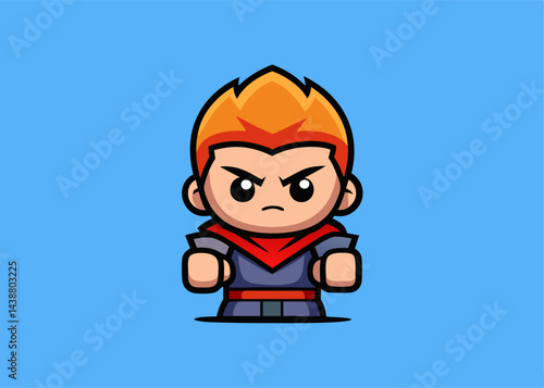 Game Character: Animated character illustration, an illustration that exudes determination, adventure and fantasy, in a playful digital composition. 