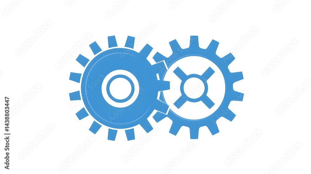 Professional flat symbol of soft blue color gears glyph for conceptual designs Professional flat symbol of soft blue color gears glyph for conceptual designs