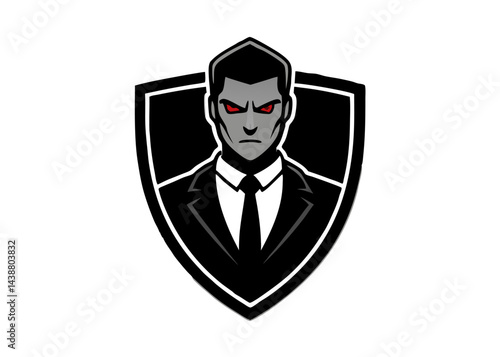 Secret Agent Logo: A stylized emblem of a sophisticated secret agent in a classic suit and tie, exuding an aura of mystery, competence, and resolve, ready for action.