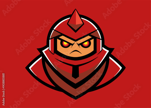 Aggressive Knight Illustration: A stylized illustration of a knight in red armor with an intimidating glare, ready for battle or to make a bold statement.