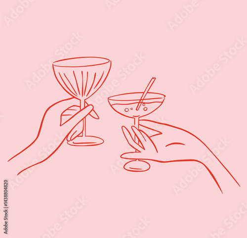 Hands holding cocktails. Bachelorette party.