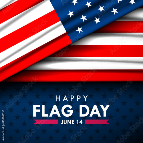 Flag Day In United States June 14 Background Vector Illustration