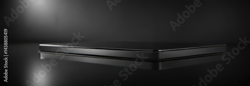 Wallpaper Mural Deep black, mirror-like aluminum surface reflecting light ,  modern,  reflection Torontodigital.ca