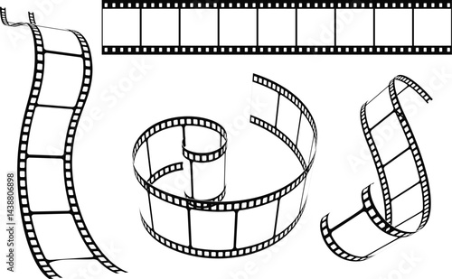 Curved and Straight Film Strip Frames – Vintage Movie Reel Icons