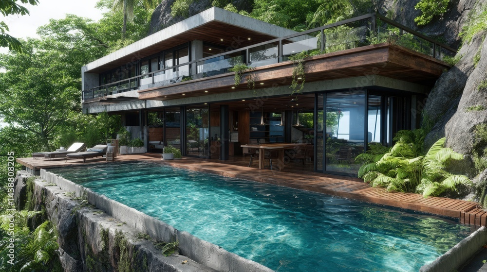 custom made wallpaper toronto digitalLandscape of a luxury cottage with pool in beautiful woods