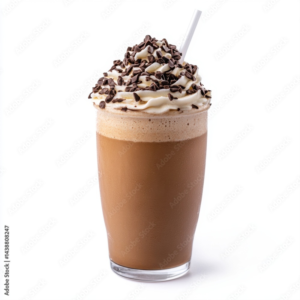 Chocolate Milkshake with Whipped Cream and Chocolate Sprinkles in Glass Chocolate Milkshake with Whipped Cream and Chocolate Sprinkles in Glass
