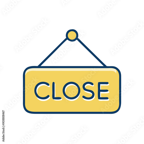 Closed sign icon in yellow and navy colors