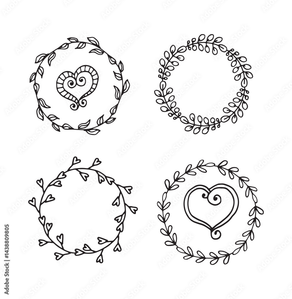 Obraz premium Set hand drawn wedding album ornaments