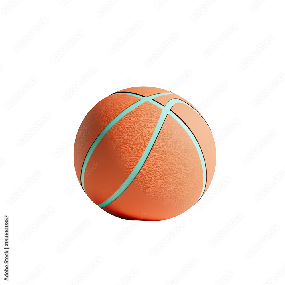 Orange basketball ball isolated on studio shot 3d game icon aqua teal on transparent background Orange basketball ball isolated on studio shot 3d game icon aqua teal on transparent background