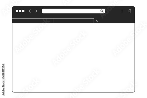 Generic web browser interface with tabs and URL bar with copy space silhouette vector frame