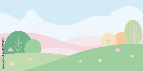 Soft Pastel Summer Meadow with Patches of Green Vector Illustration