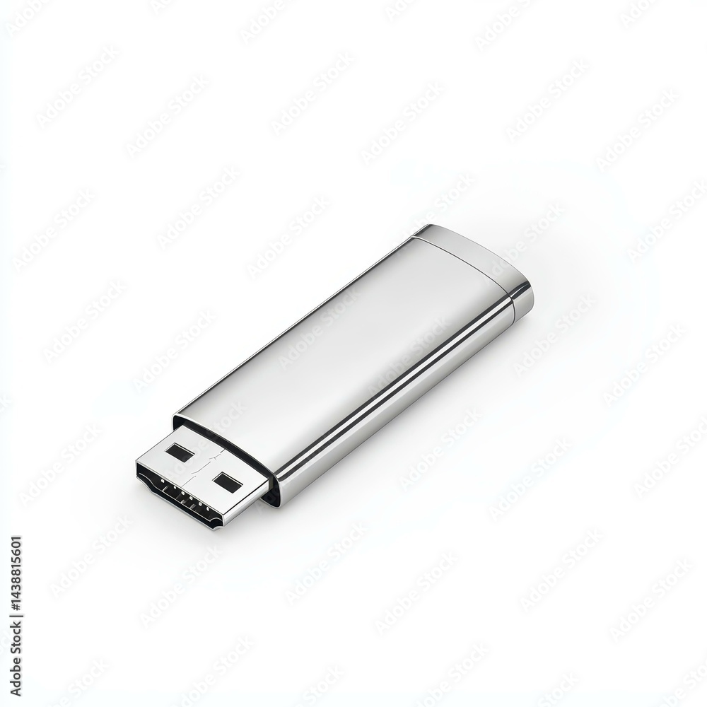 A sleek USB flash drive stands out on a white background, showcasing its compact design and storage capacity. A sleek USB flash drive stands out on a white background, showcasing its compact design and storage capacity.