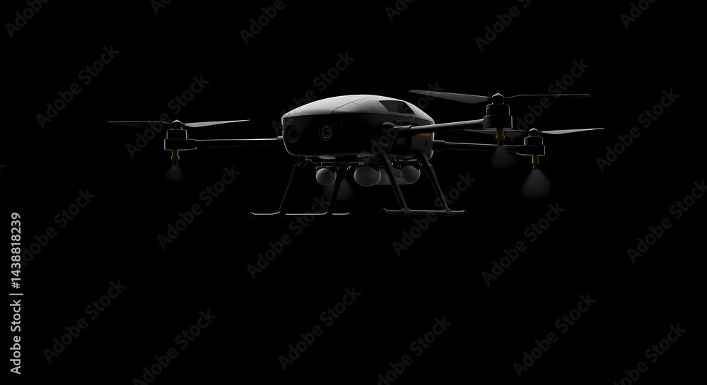 Monochrome Drone in Flight, Technology and Innovation Monochrome Drone in Flight, Technology and Innovation