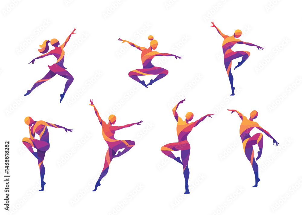Colorful Swirling Dance Figures in Artistic Motion A Celebration of Modern Expression, Vector Sets Design Colorful Swirling Dance Figures in Artistic Motion A Celebration of Modern Expression, Vector Sets Design
