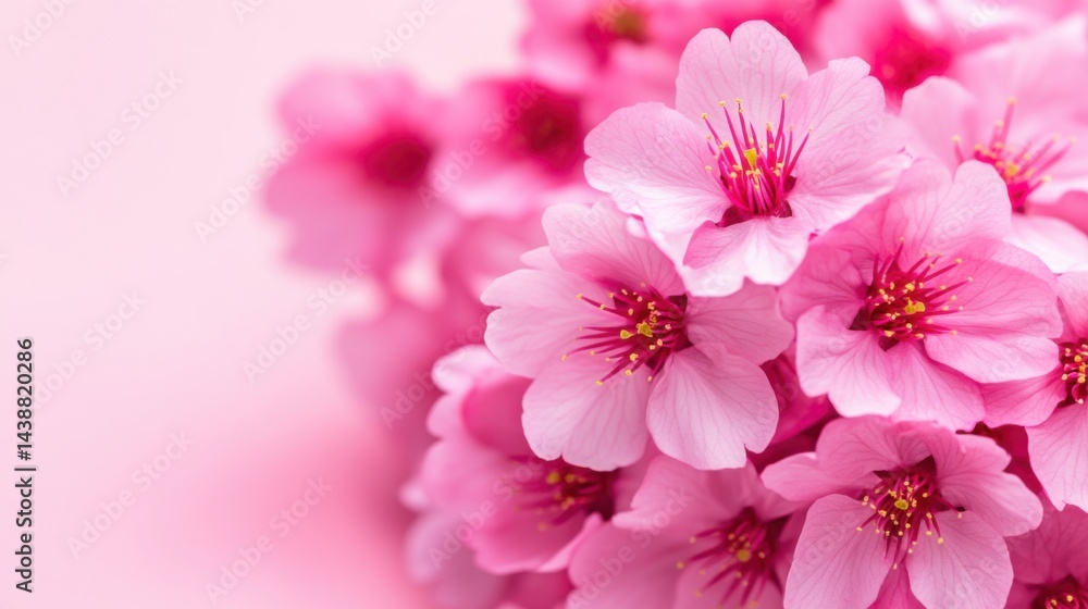 Soft Pink Cherry Blossom Flowers on Subtle Pink Background with Texture Soft Pink Cherry Blossom Flowers on Subtle Pink Background with Texture