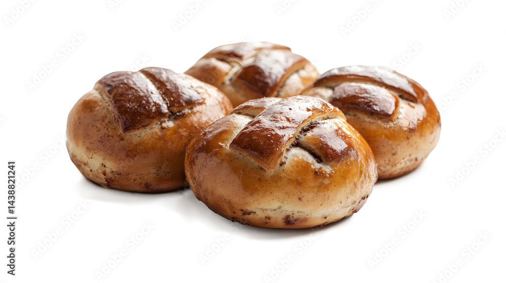 Easter Hot Cross Buns isolated on a white background Easter Hot Cross Buns isolated on a white background