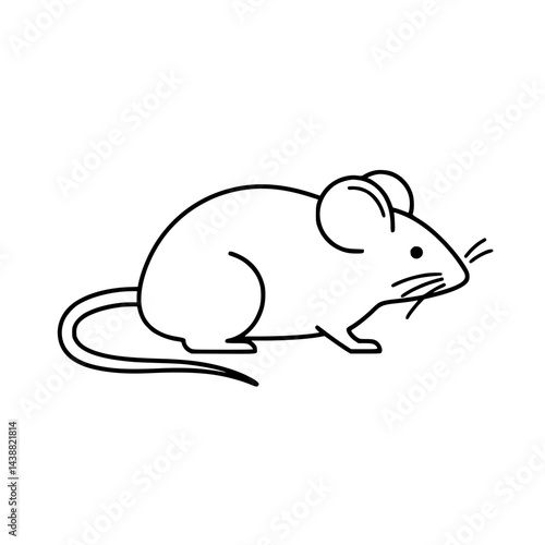Cartoon mouse Line Icon - Simple Vector Outline in minimalistic black and white design 