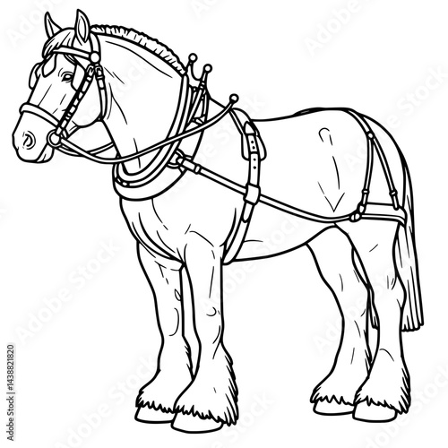 Horse with blinders Line Icon - Simple Vector Outline in minimalistic black and white design