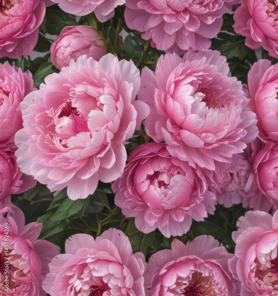 Dense cluster of pink peonies, soft background , pink, close-up, round Dense cluster of pink peonies, soft background , pink, close-up, round