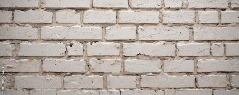 Cracked white brick, showing mortar, faded appearance , pattern, weathered Cracked white brick, showing mortar, faded appearance , pattern, weathered