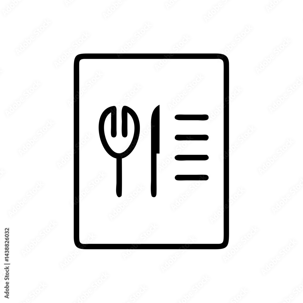 Restaurant menu icon in black outline Restaurant menu icon in black outline