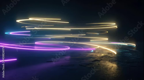 Abstract Neon Light Swirls on Dark Background