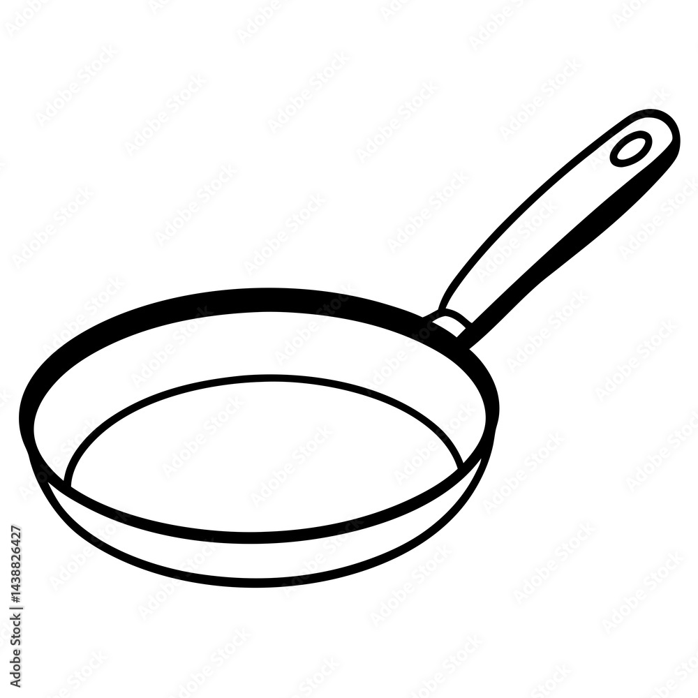 Minimal Frying Pan Vector on White Minimal Frying Pan Vector on White
