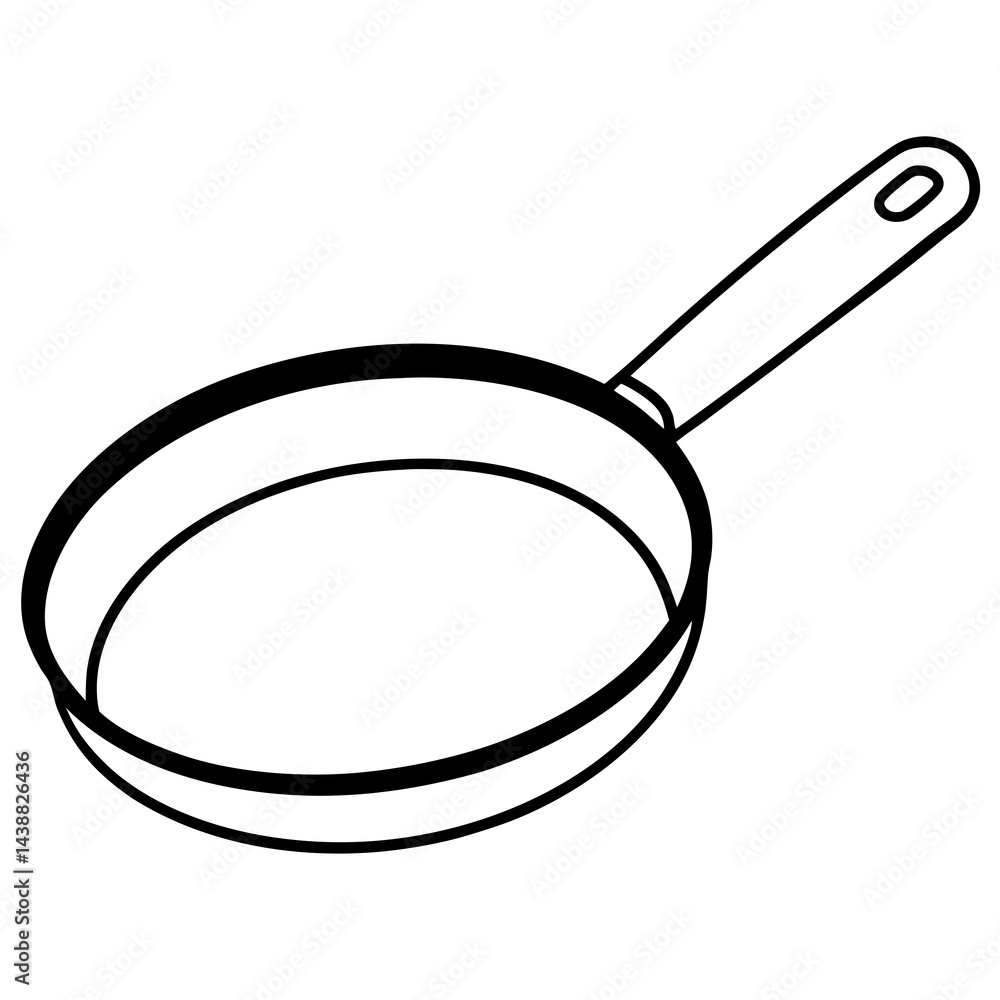 Minimal Frying Pan Vector on White Minimal Frying Pan Vector on White