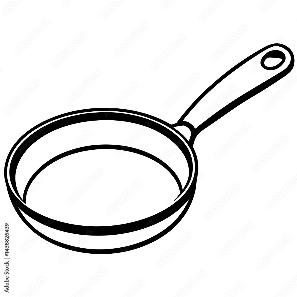 Minimal Frying Pan Vector on White Minimal Frying Pan Vector on White