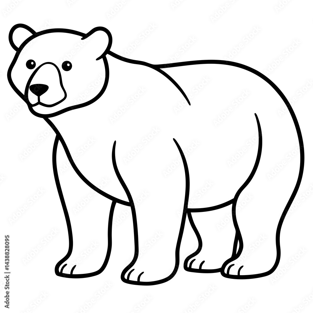 Fototapeta premium Minimal Bear Vector on White