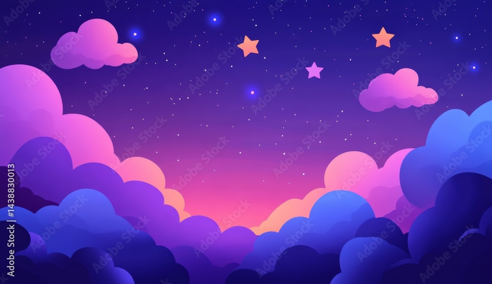 Fototapeta premium Night sky, clouds, stars